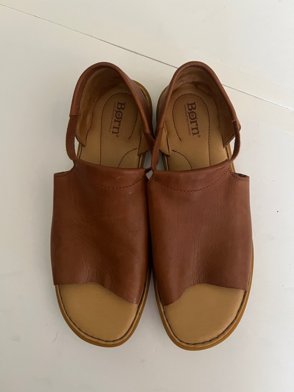 Born Cognac Leather Open-Toe Slingback Sandals - Picture 2 of 6